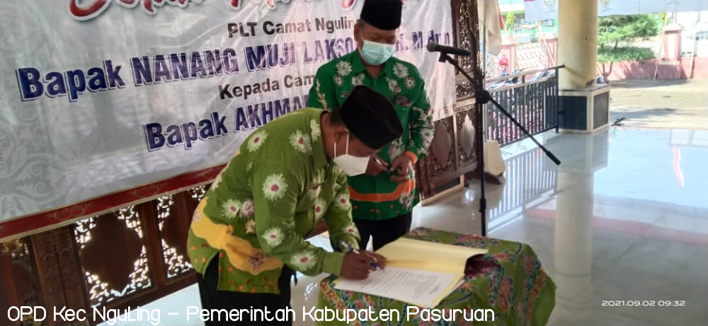 SERTIJAB Camat Nguling, Ahmad Yani menghimbau Seluruh Komponen Kecamatan Nguling untuk Lebih Semangat